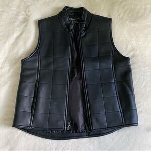 faux leather zip up vest